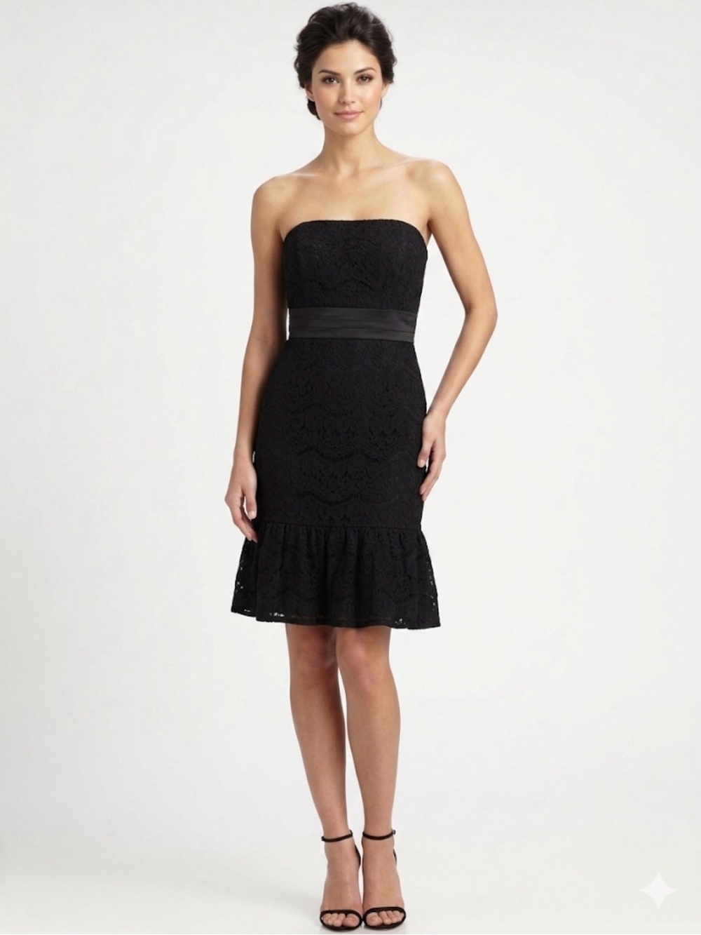 White House Black Market Black Strapless Lace Dress